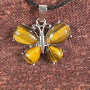 Elegant Silver and Gold Butterfly Pendant Necklace